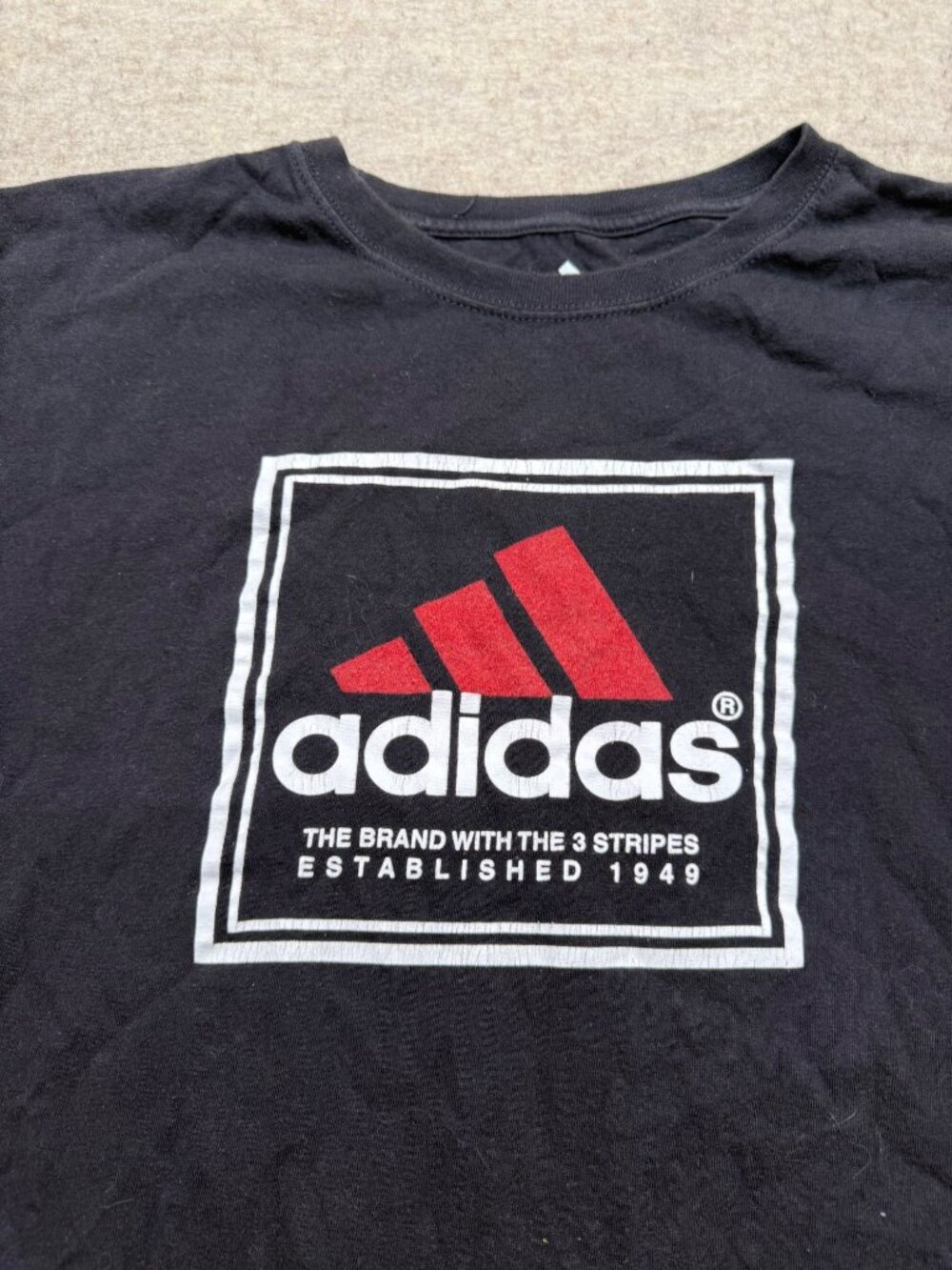 Adidas Black Three Stripe Logo Crewneck Short Sleeve Men's T-shirt XL - Picture 2 of 5